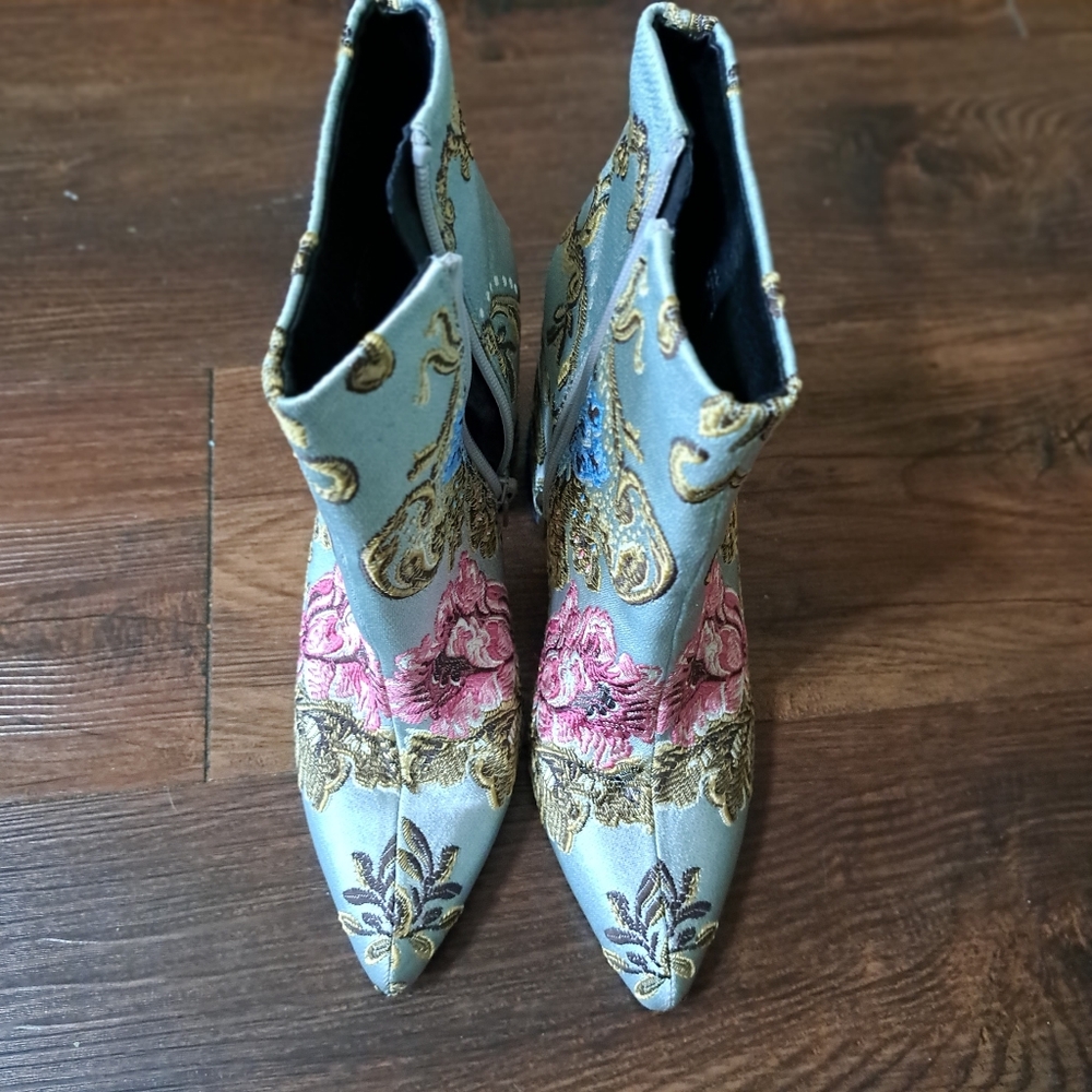 Shellys Floral Embroidered Ankle Boots